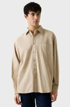 Мужская бежевая рубашка Бежевый L Guess M6RH73.WK081;G1DR