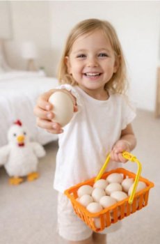Набір іграшкових яєць у кошику - різнобарвний