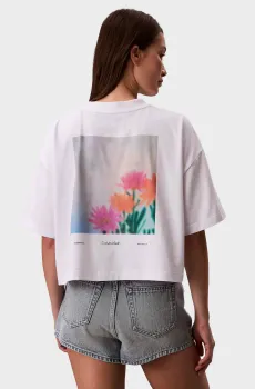 Женская белая футболка CROPPED BOXY FLORAL Белый XL Calvin Klein Jeans LV047F817G