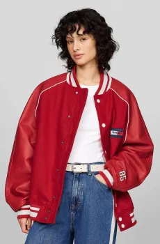 Красный шерстяной бомбер TJCU WOOL VARSITY JACKET (унисекс) Красный L Tommy Jeans DM0DM19270