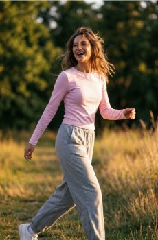 Бавовняний лонгслів - рожевий