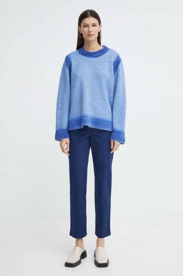 Брюки PS Paul Smith женские цвет синий прямые высокая посадка W2R.307T.M30879 Брюки PS Paul Smith женские цвет синий прямые высокая посадка W2R.307T.M30879