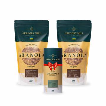Набір граноли Chocolate Coconut, Nuts Trio 2 кг & Almond 500г у подарунок Gregory Mill Набір граноли Chocolate Coconut, Nuts Trio 2 кг & Almond 500г у подарунок Gregory Mill