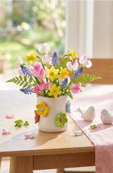 Керамічний горщик з 3D квітами - різнобарвний