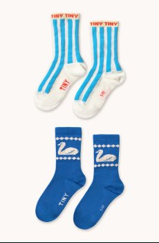 Детские носки Tinycottons BLUE STRIPES & SWAN MEDIUM SOCKS 2 шт