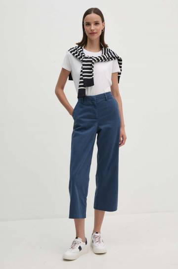 Брюки Tommy Hilfiger женские цвет синий широкие высокая посадка WW0WW42373 Брюки Tommy Hilfiger женские цвет синий широкие высокая посадка WW0WW42373