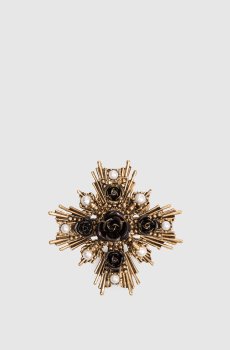 Золотая брошь с фактурными розами