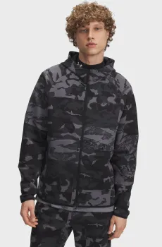 Мужское черное камуфляжное худи UA Unstoppable Flc Camo FZ Черный XXL Under Armour 6005683-001