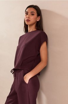 Світшот без рукавів soft touch з додаванням віскози - бордовий