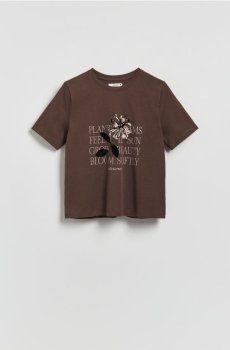 Reserved - Бавовняна футболка з принтом - бежевий - 183HT-80X