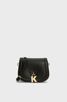 Женская черная кожаная сумка k lock md crossbody Черный ONESIZE Karl Lagerfeld 240W3050