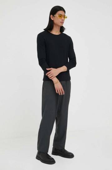 Хлопковый лонгслив American Vintage цвет чёрный однотонный Хлопковый лонгслив American Vintage цвет чёрный однотонный