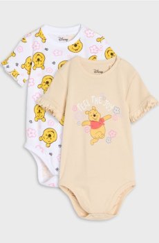 Бавовняне боді з принтом 2 pack - бежевий