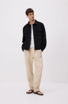 Reserved - Сорочкова куртка з екошкіри під замшу - чорний - 280GU-99X