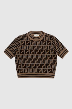 Детский коричневый топ в брендовый узор FF
