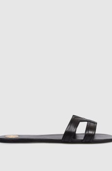 Черные кожаные шлепанцы MABROUKA