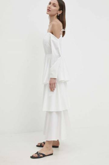 Платье Answear Lab цвет белый maxi расклешённое Платье Answear Lab цвет белый maxi расклешённое