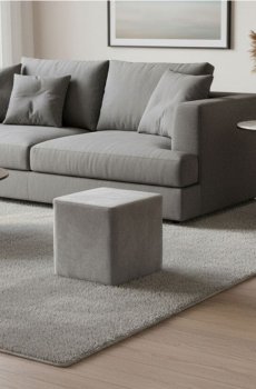 Квадратна пуф з оксамитовим покриттям - сірий