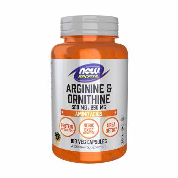 Аргінін та орнітин NOW foods Arginine & Ornithine 500 мг/250 мг, 100 капсул Аргінін та орнітин NOW foods Arginine & Ornithine 500 мг/250 мг, 100 капсул