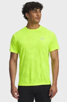 Мужская салатовая футболка UA Launch Camo SS Салатовый S Under Armour 6006098-731