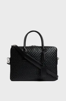 Мужская черная кожаная сумка для ноутбука Черный ONESIZE Sandro SHASA01768_Black