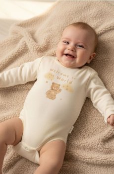 Бавовняне боді - кремовий