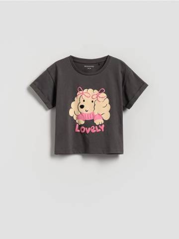 Reserved - Футболка з принтом - темно-сірий - 556FT-90X