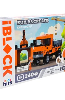 Детский конструктор iBlock Junior Build & Create Мини строительная площадка, 240 элементов, от 5 лет, 32*5*21.5 см (KH53/003/1)