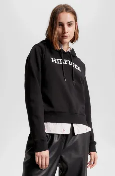 Женское черное худи REG MONOTYPE EMB Черный XS Tommy Hilfiger WW0WW40296