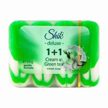 Крем-мыло твердое Shik Deluxe 1+1 Cream Soap Крем и зеленый чай, 4*90 г Крем-мыло твердое Shik Deluxe 1+1 Cream Soap Крем и зеленый чай, 4*90 г