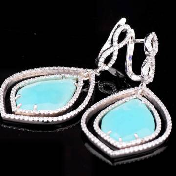 Серебряные сережки (фианит, перламутр) 121289 Серебряные сережки (фианит, перламутр) 121289