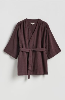 Reserved - Муслінове кімоно - темно коричневий - 511IY-89X