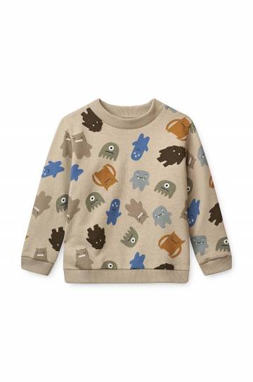 Детская хлопковая кофта Liewood цвет бежевый узор