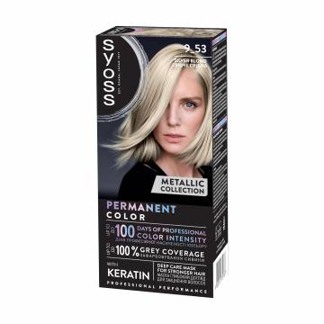 Перманентная краска для волос Syoss Permanent Color Metallic Collection 9_53 Сияющее серебро, 115 мл Перманентная краска для волос Syoss Permanent Color Metallic Collection 9_53 Сияющее серебро, 115 мл