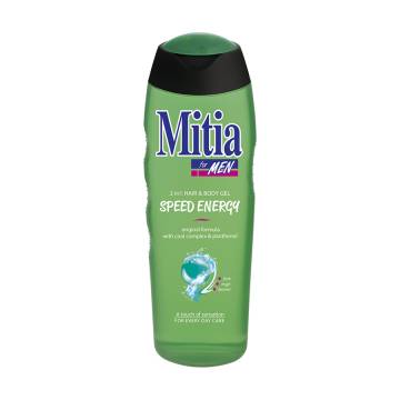 Мужской гель для душа и шампунь 2 в 1 Mitia For Men Hair & Body Gel Энергия скорости, 400 мл Мужской гель для душа и шампунь 2 в 1 Mitia For Men Hair & Body Gel Энергия скорости, 400 мл