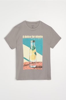 Бавовняна футболка з принтом lemoniady - середньо-сірий