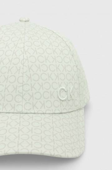 Хлопковая кепка Calvin Klein цвет зелёный с аппликацией Хлопковая кепка Calvin Klein цвет зелёный с аппликацией