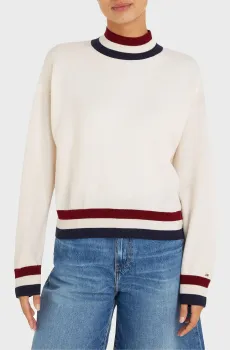 Женский белый шерстяной  джемпер GS WOOL CASHMERE MOCK-NK SWT Белый XS Tommy Hilfiger WW0WW39536
