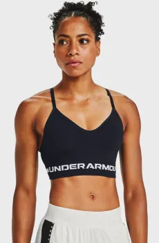 Женский черный топ UA Seamless Low Long Bra Черный XL Under Armour 1357719-001