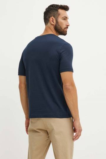 Хлопковая футболка Marc OPolo DENIM мужская цвет синий однотонная B61202151060 Хлопковая футболка Marc OPolo DENIM мужская цвет синий однотонная B61202151060