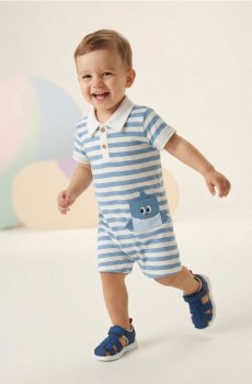 Літній комбінезон у смужку з 3D елементами - різнобарвний