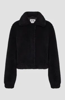 Женская черная шуба Черный S Moschino A0605.8717;0555