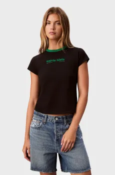 Женская черная футболка RETRO Черный XXS Calvin Klein Jeans LV047C821G