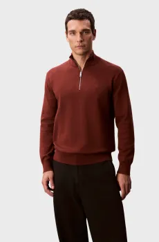 Мужская коричневая кофта LS SUPIMA QZ Коричневый XL Calvin Klein LV040BM356