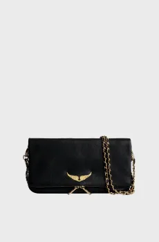 Женский черный кожаный клатч Rock Черный ONESIZE ZADIG&VOLTAIRE LWBA00001_NOIR GOLDSS26