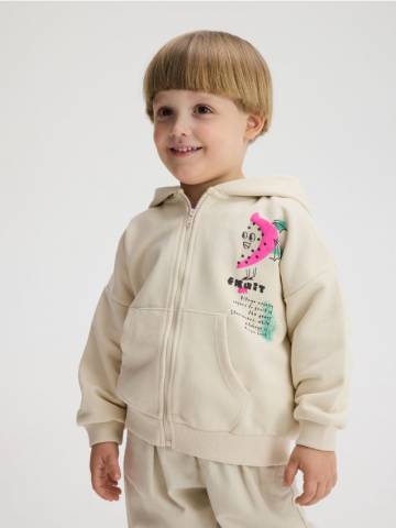 Reserved - Світшот оверсайз з капюшоном - бежевий - 321CJ-08X Reserved - Світшот оверсайз з капюшоном - бежевий - 321CJ-08X