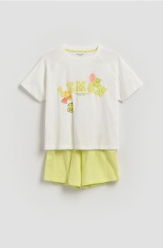 Reserved - Піжамний комплект із двох предметів із принтом - кремовий - 190JL-01X