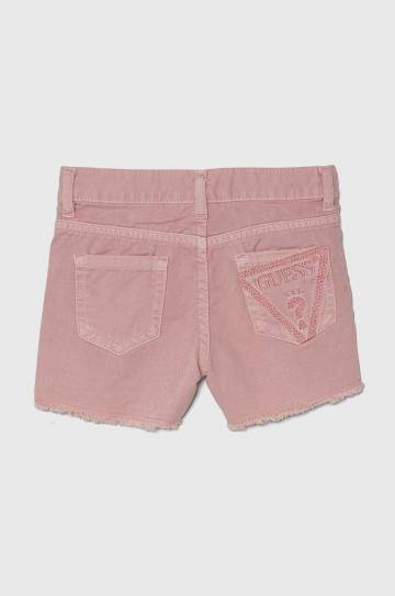 Детские джинсовые шорты Guess цвет розовый однотонные регулируемая талия Детские джинсовые шорты Guess цвет розовый однотонные регулируемая талия