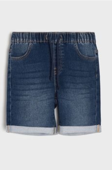 Джинсові шорти з ефектом виварювання - темно-синій