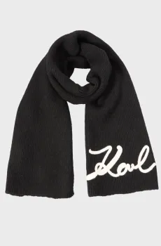 Женский черный шарф signature Черный ONESIZE Karl Lagerfeld A4W33028
